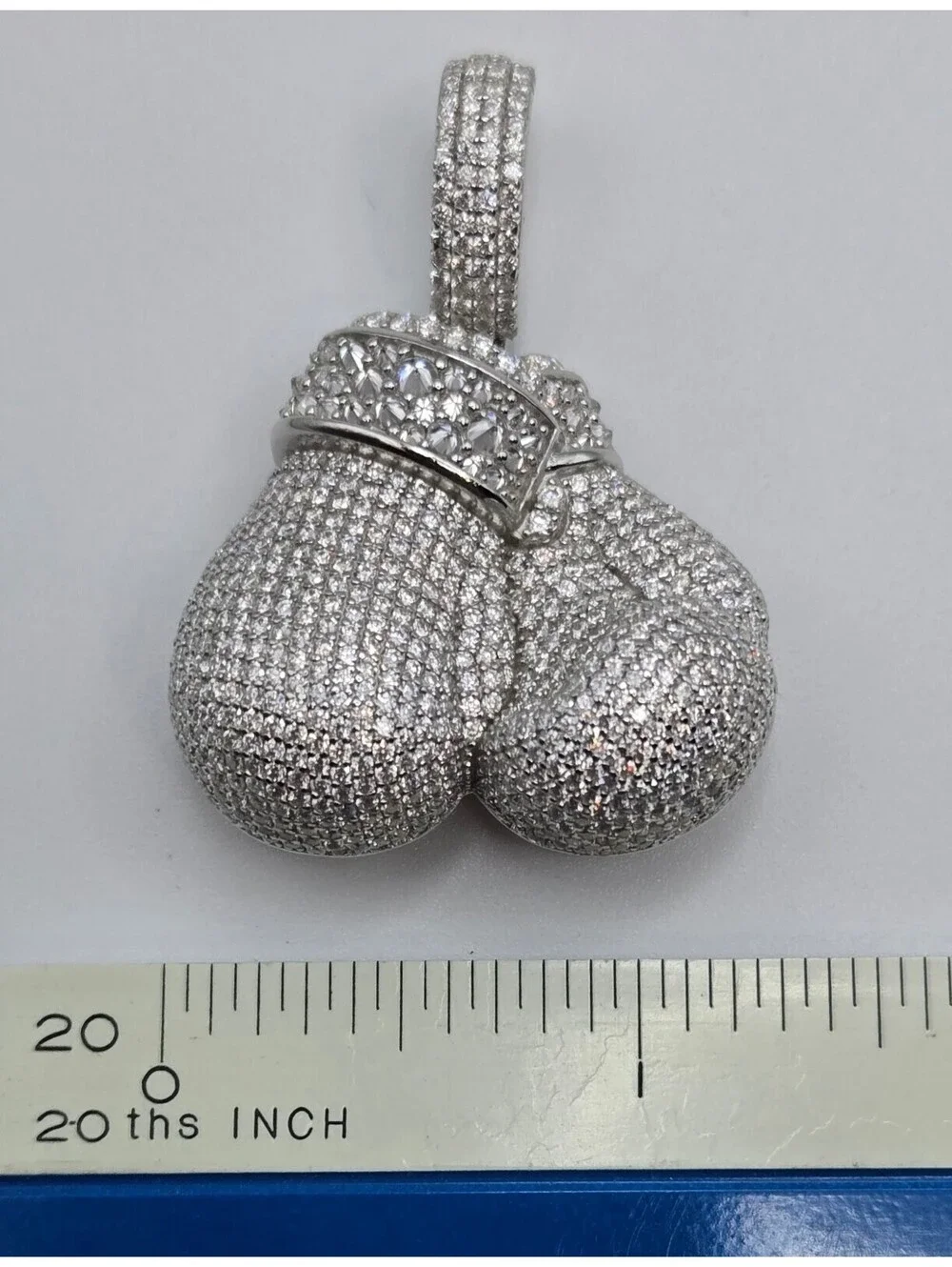NEW Solid 925 Sterling Silver Boxing Gloves Pendant 8.0CTW VVS1 Moissanite Iced